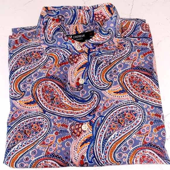 Cremieux Mens Paisley Button Down Shirt, men’s Size M, Cotton, Short Sleeve - Picture 3 of 6